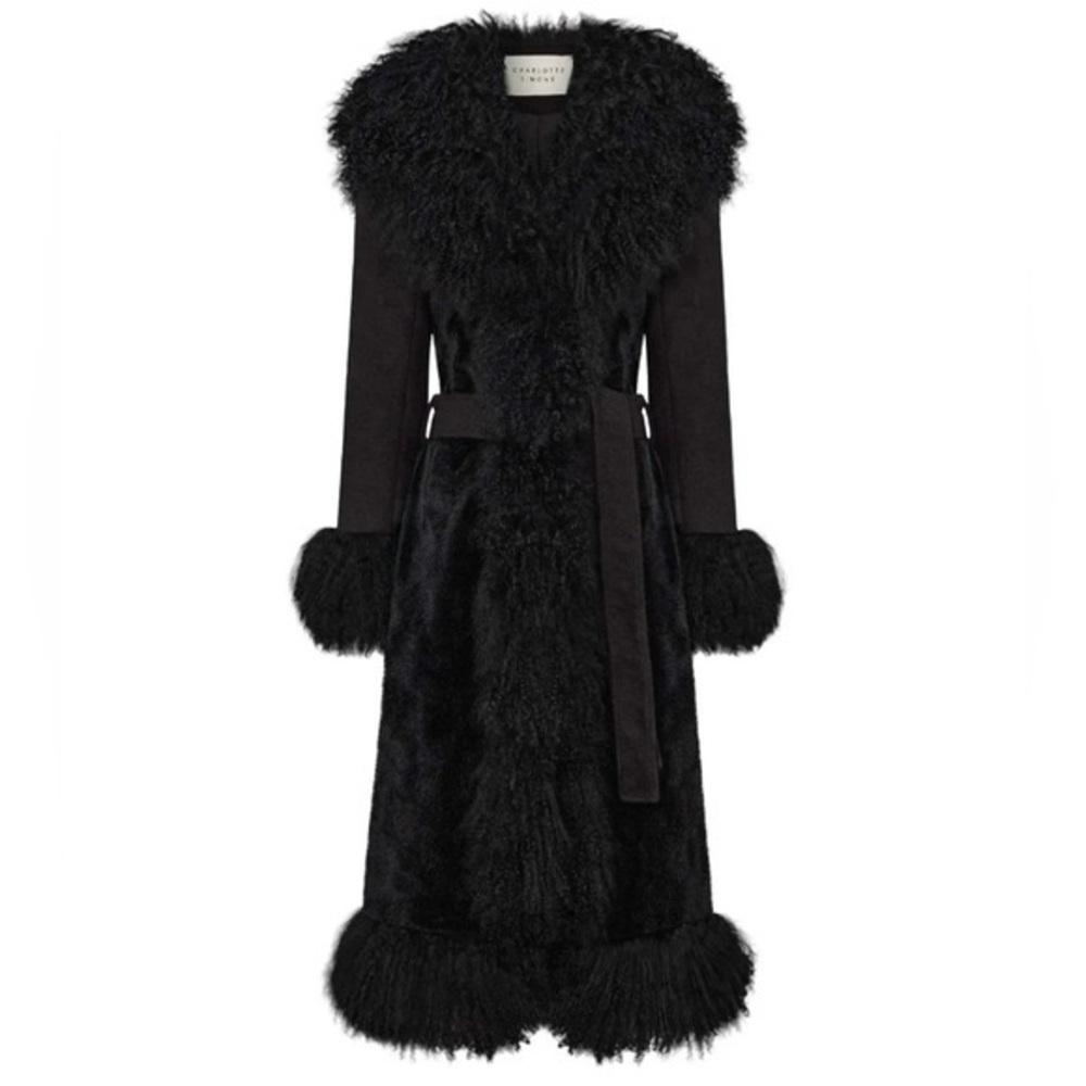 Charlotte Simone Black Josie Jacket with Fur Trim
